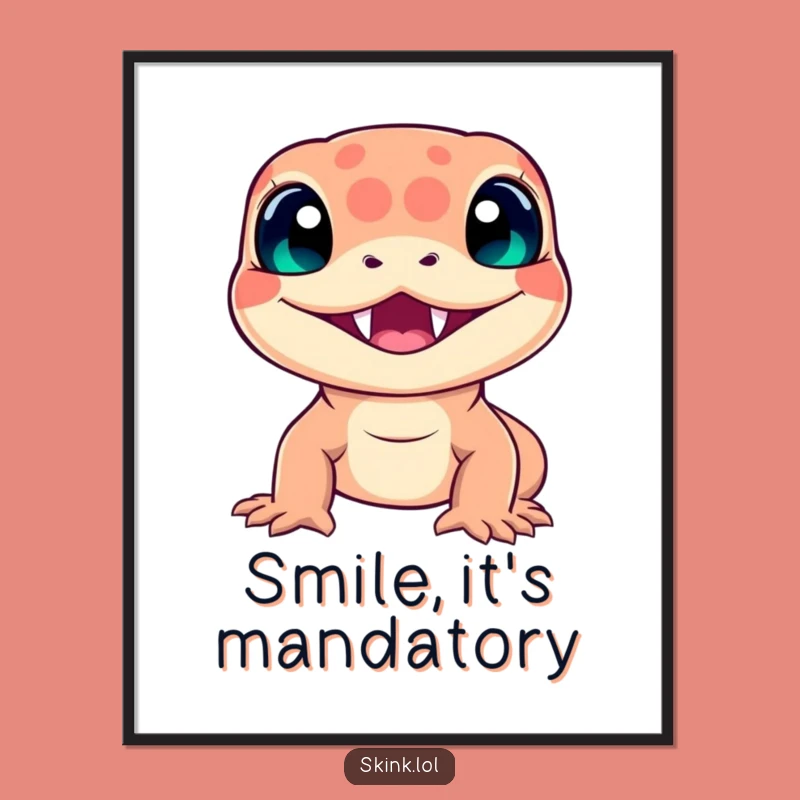 Funny Skink Art Print: Brighten Your Walls with This Hilarious Reptile Smile!