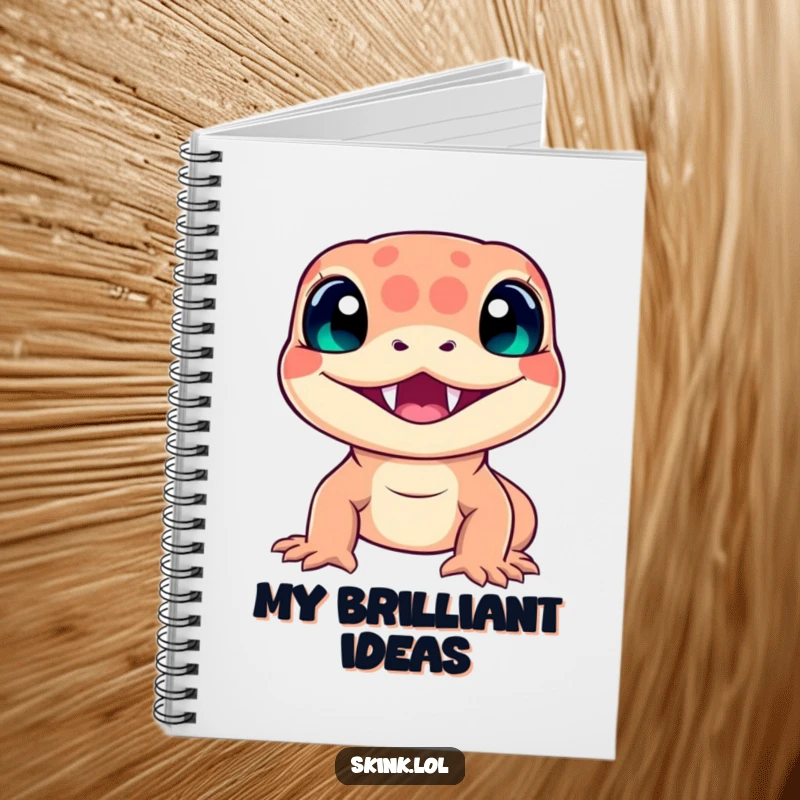 Funny skink notebook, radiant smile showing teeth, perfect for journaling, notes, and funny gift ideas.